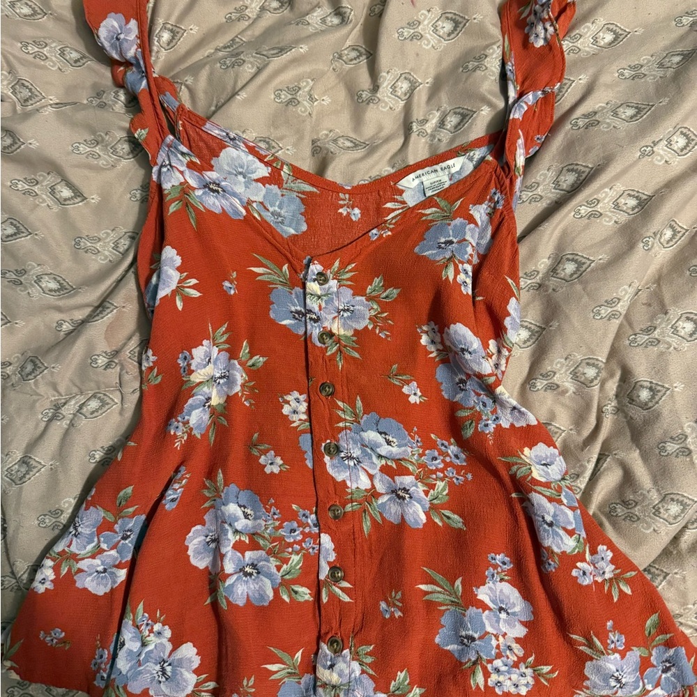 American Eagle Outfitters Red Floral Blouse